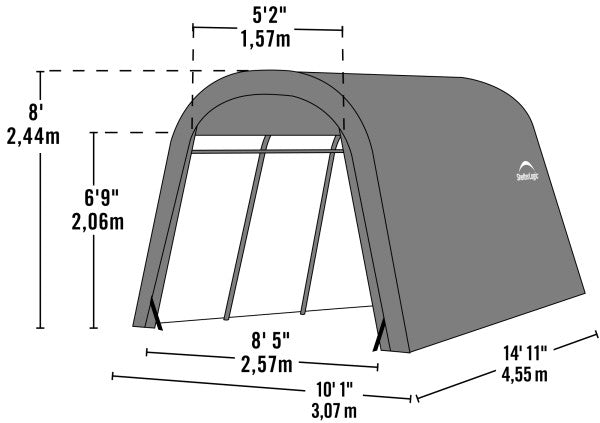 ShelterLogic AutoShelter 10' x 15' Tan Portable Car Shelter with Frame Dimensions