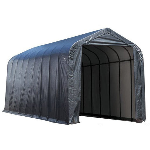 ShelterLogic ShelterCoat 16 x 36 ft. Peak Roof Garage in Gray. This spacious garage provides year-round protection for vehicles, equipment, and more