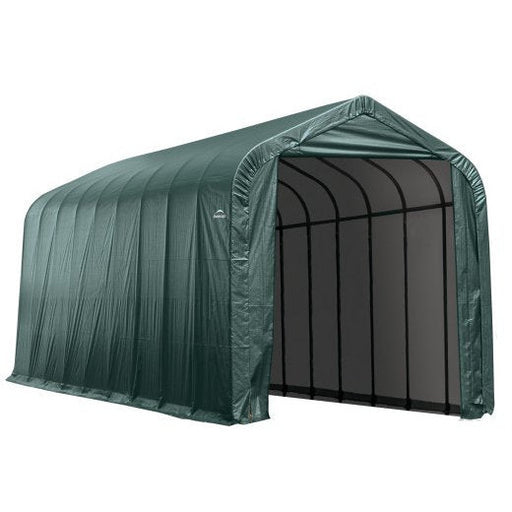 ShelterLogic ShelterCoat 16 x 44 ft. Peak Roof Garage in Green. This spacious garage provides year-round protection for vehicles, equipment, and more