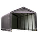 ShelterLogic ShelterTube Peak Style Garage in gray with sturdy square tube steel frame and weather-resistant cover on a white background