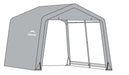 Drawing of a ShelterLogic peak style shed with a white background