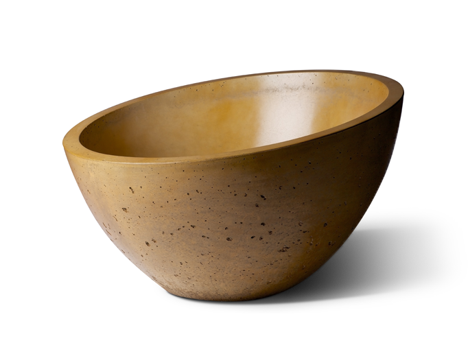 Slick Rock Bouquet Medium 36 in. concrete planter bowl with sloped rim in golden tan