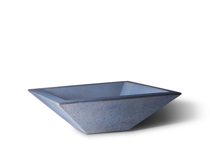 Slick Rock Square Small 30 in. low tapered square concrete planter in denim blue