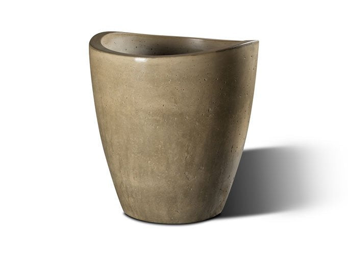 Slick Rock Wave Tall 38 in. tall concrete planter with wave rim in khaki tan