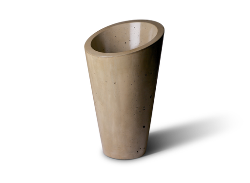 Slick Rock Bouquet Slim tall tapered concrete planter with angled rim in taupe