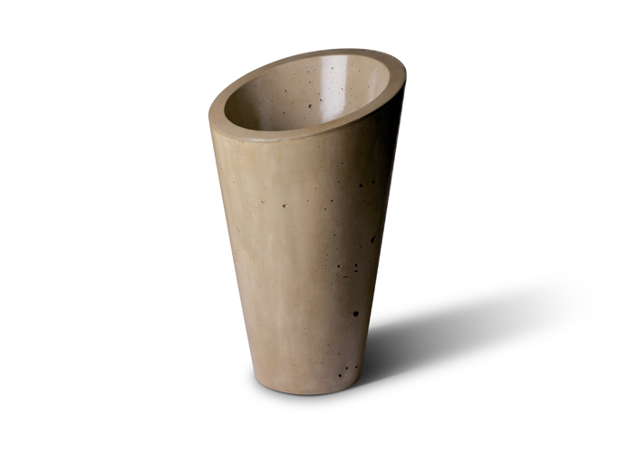 Slick Rock Bouquet Slim tall tapered concrete planter with angled rim in taupe