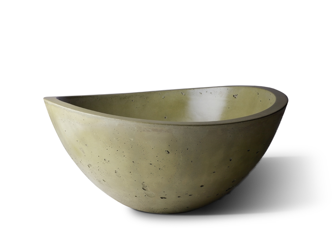 Slick Rock Wave Small 32 in. concrete planter with curved wave rim in sage green