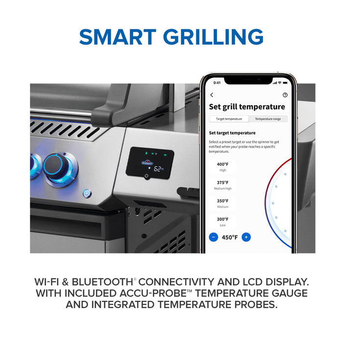 Smart grilling with Napoleon Grills Prestige® 665 RSIB featuring LCD, Bluetooth, and Wi-Fi