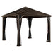 Sojag Dakota Gazebo 10 x 10 ft. This outdoor shelter features a dark brown galvanized steel roof and aluminum frame. Shown on a white background