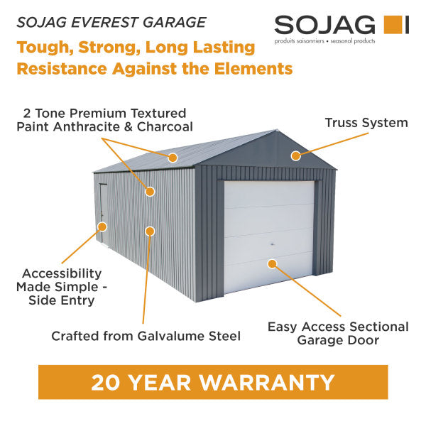 Sojag Everest Garage Door: Tough, Strong, Long Lasting Protection