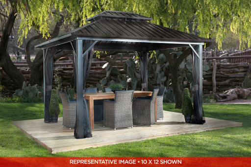 Sojag Genova II Double Roof Gazebo 12 x 16 ft Dark Brown
