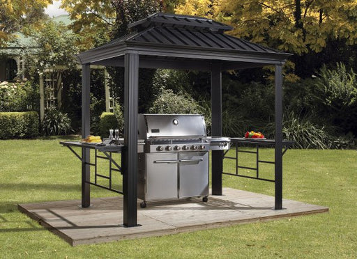 Sojag Messina Grill Gazebo with grill in backyard setting.