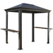 Sojag Mykonos 5 ft. x 8 ft. Light Gray Grill Gazebo with Side Shelves on a white background