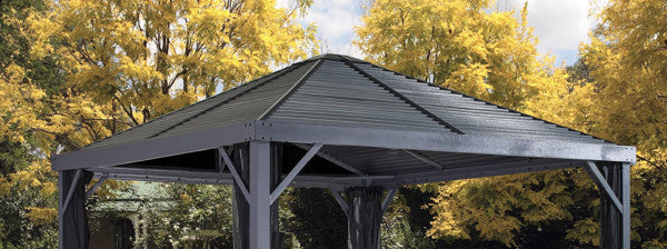 Close-up of Black Metal Roof on Sojag Sanibel 10 x 10 ft. Gazebo