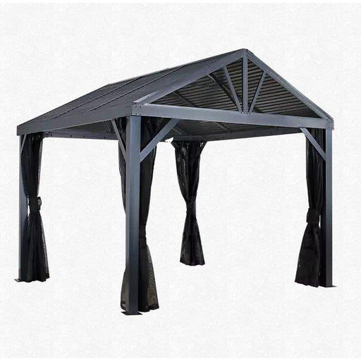 Sojag South Beach I 12x12 ft Hardtop Gazebo in Light Gray, modern and strong design isolated on a white background for a clear and focused display.