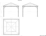 Schematic views of Sojag Verona gazebo, displaying front, side, and top views for a comprehensive understanding of gazebo design