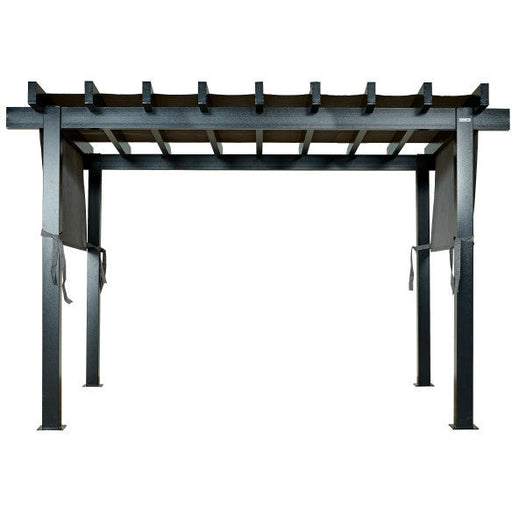 Isolated view of Sojag Yamba Pergola 10x13 ft with black aluminum frame and no background