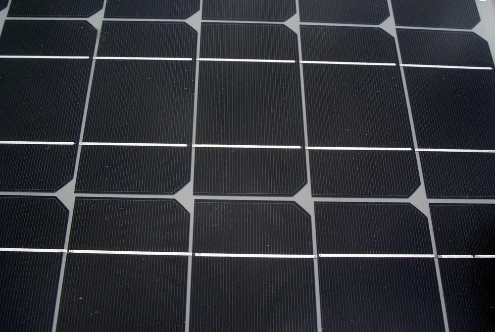 Close up of solar panel cells used with Riverstone MONT Solar Powered Ventilation System for greenhouse airflow.
