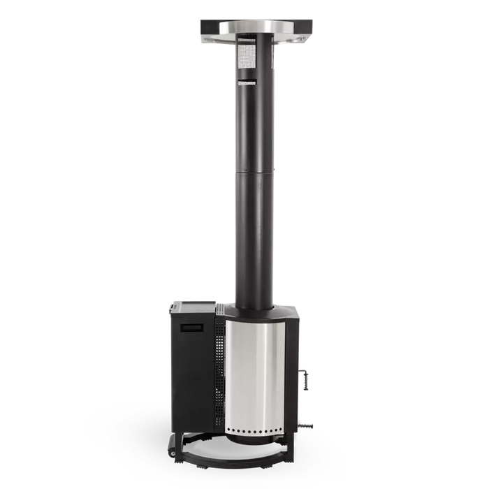 Side view of the Solo Stove Tower patio heater highlighting its slender profile and durable base.