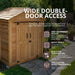 Angle view of the SpaceMaster 6x4 cedar shed showing its double door design and natural wood finish.