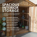 Side angle view of the SpaceMaster 6x4 cedar shed showing its double door design and wood construction.