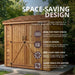 SpaceSaver 8x4 cedar shed showing double door detail with hinges and latch, image 15 of 18.