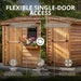 Close-up of the SpaceSaver 8x4 cedar shed's single door, ideal for mefer ort 
