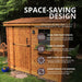 Close-up of the single door detail on the Outdoor Living Today SpaceSaver 8x4 cedar shed.