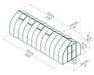 Diagram showing the spacious dimensions of the Canopia Bella 8' x 24' Greenhouse