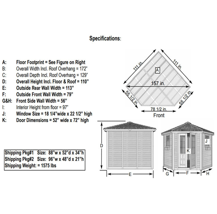 specs of Penthouse Garden Shed 9×9