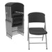 Black Lifetime heavy duty folding chair shown stacked and open highlighting durable plastic seat and powder coated steel legs