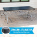 Stackable tabletop of Lifetime 4 Pack 6-Foot Rectangle Nesting Table showing straight and secure nesting design for storage
