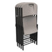 Stacked Lifetime 4-Pack Classic Folding Chairs in putty with black frame for compact storage