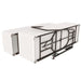 Stacked Lifetime 8-foot folding tables secured on durable steel rolling cart for easy transport, storage, and event setup