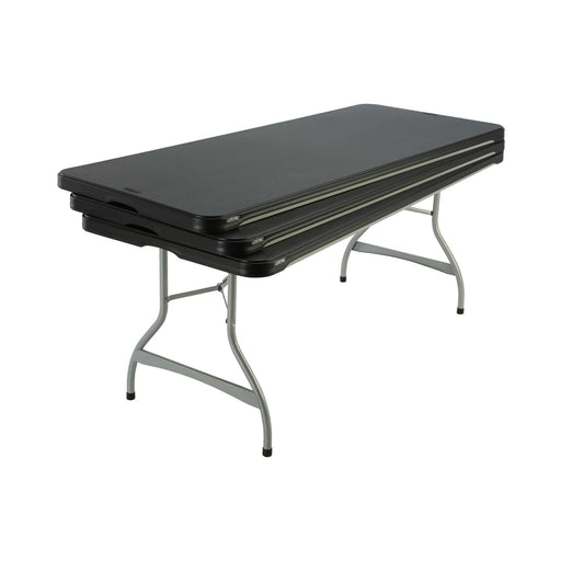 Stacked profile of Lifetime 4 Pack 6-Foot Rectangle Nesting Table 480350 showing compact nesting design