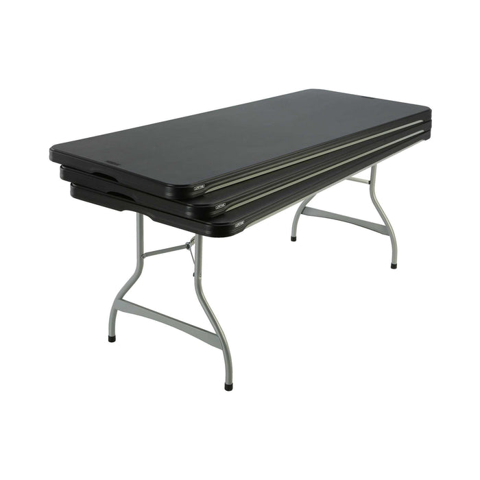 Stacked profile of Lifetime 4 Pack 6-Foot Rectangle Nesting Table 480350 showing compact nesting design