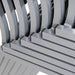 Close up of gray steel frame and stacking alignment detail on Lifetime 14 Pack Stacking Chair