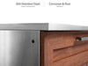 Close-up of the NewAge Classic Bar Cabinet's 304 stainless steel frame corner, weather and corrosion resistant.