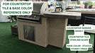 Sterlina Silver countertop with Basalt border and stoney creek stucco base on the Cal Flame 7 ft BBQ Island BBK-701 outdoor kitchen.
