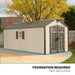 Lifetime 8x20 ft. storage shed on a driveway noting foundation required, not included.
