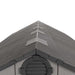 Close-up of the Lifetime storage shed's roof peak and gable vent detail.