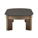 Stratton 55 outdoor coffee table front view wood-look aluminum frame