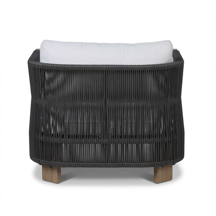 Stratton outdoor lounge chair back view showing woven cord pattern