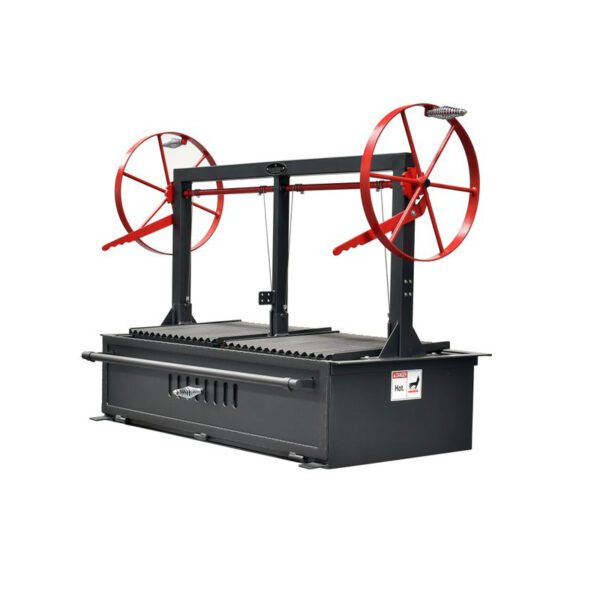 Close-up of the split grate design on the Sunterra 48in Santa Maria BBQ Grill, showing high-quality materials and adjustable features.