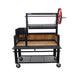 Open storage view of the Sunterra 48in Argentine Side Brasero Grill with cart, showing the interior and hanging hooks.
