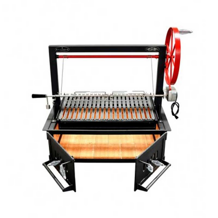Front view of the Sunterra Outdoor Santa Maria 36" BBQ Grill no cart, showcasing the large cooking grate and wood storage at the base.