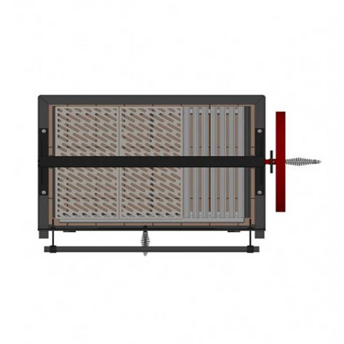 Bottom view of the Sunterra Outdoor Santa Maria BBQ Grill showing the grill's robust construction and large steel grates.