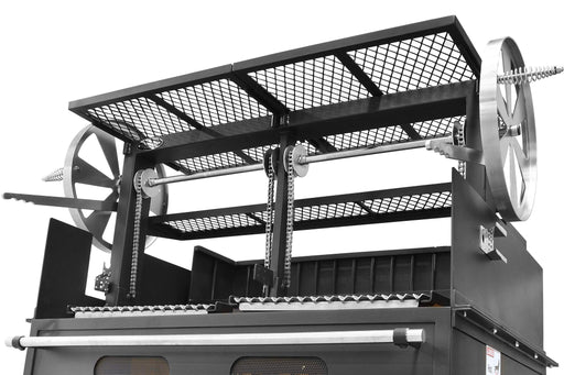 Sunterra outdoor top resting shelf mounted above the carbon flywheels, offering a sleek spot for storage or display.