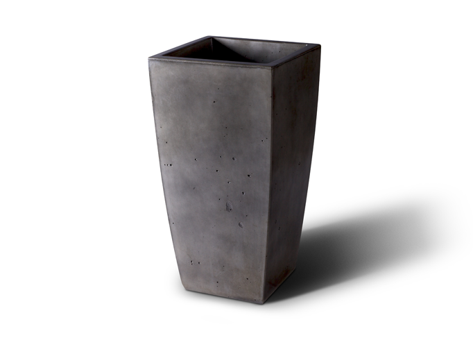Slick Rock Square Tall 38 in. tapered square concrete planter in charcoal gray