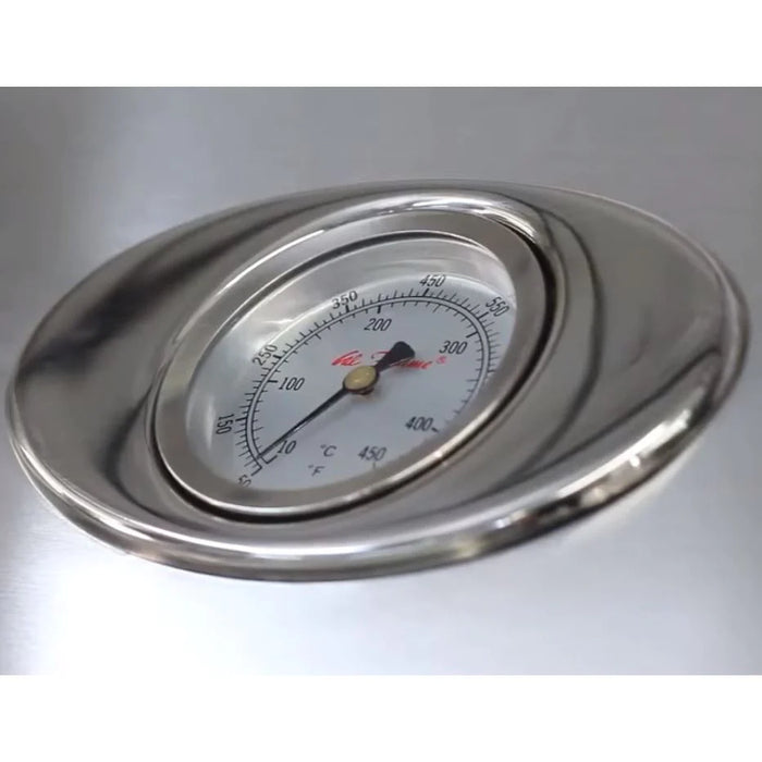 Stainless Grill With Rotisserie temperature gauge